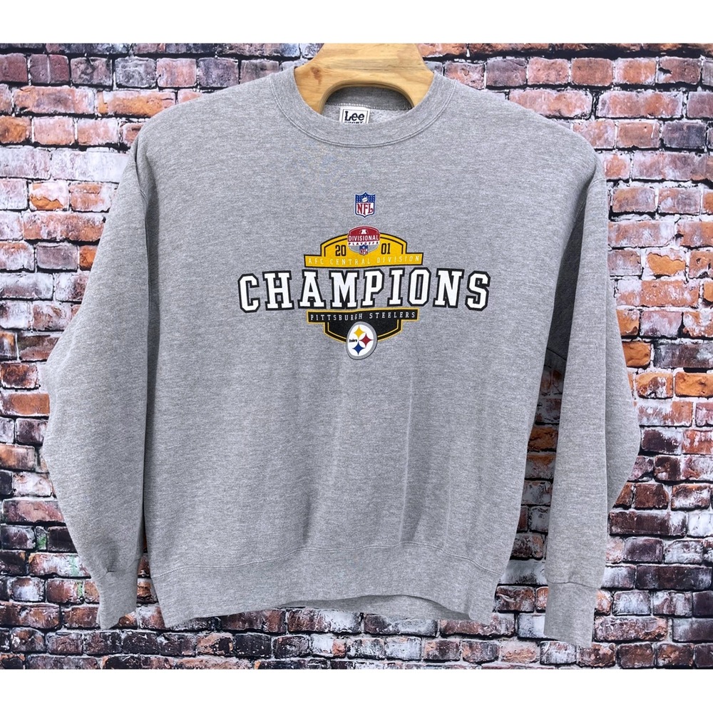 Lee Sport Pittsburgh Steelers 2001 AFC Champions Sweatshirt Mens XL Gray NFL